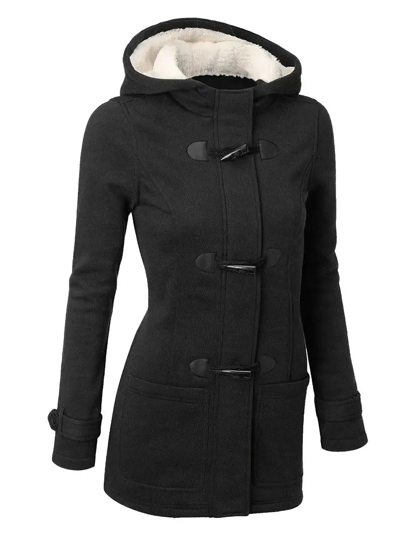 Felicia | Damen Winter-Dufflecoat aus Wolle mit Kapuze