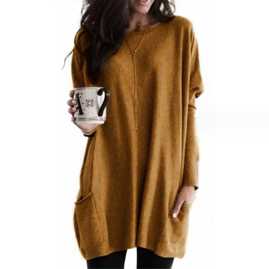 Stefanie | Bequemer Langer Pullover mit Taschen