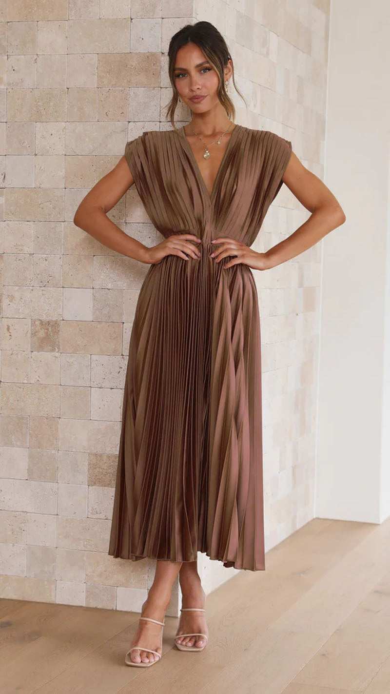 Regine | Elegantes Plissiertes Langkleid