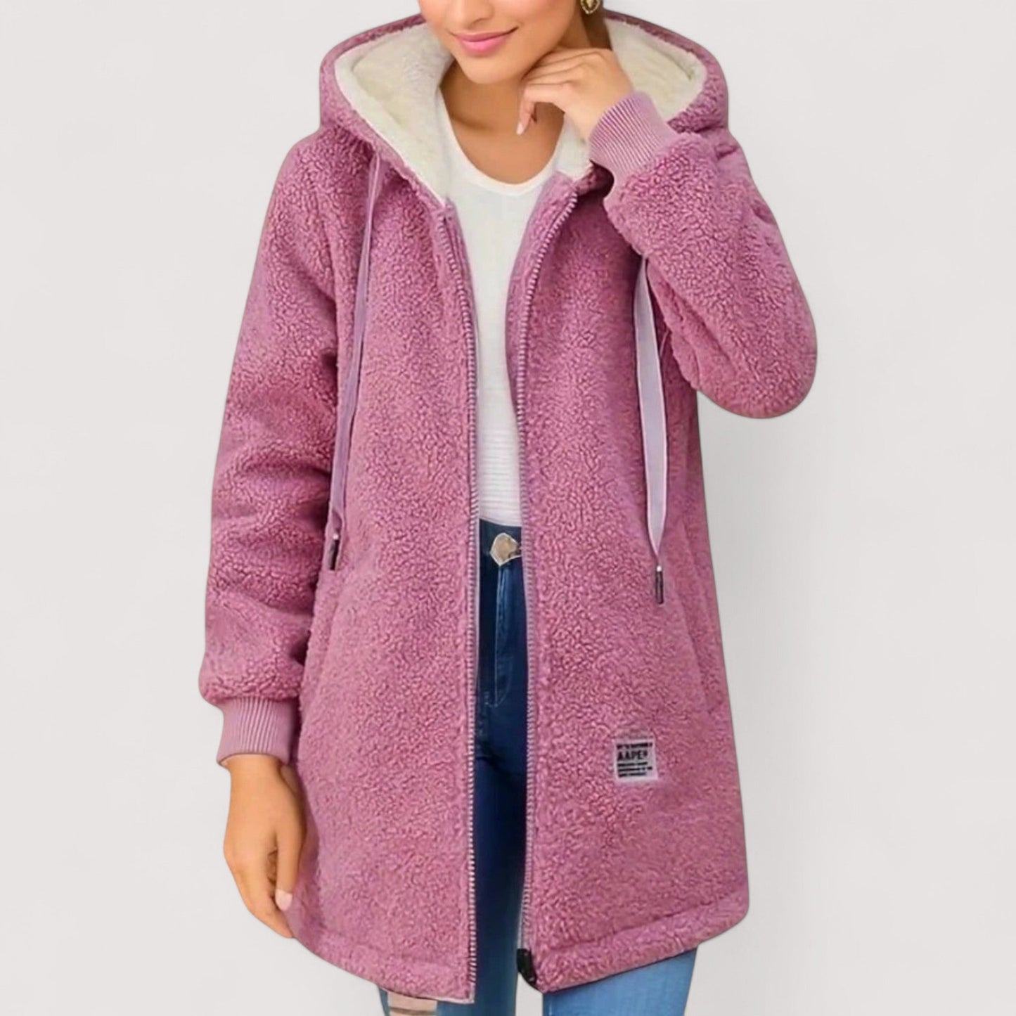Ella | Damen Winter Fleecejacke mit Kapuze