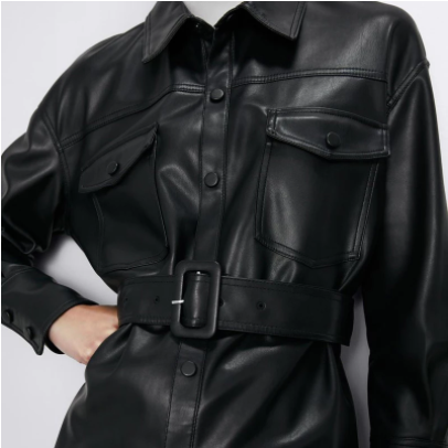 Greta | Damen Winter-Lederhemdjacke mit Gürtel