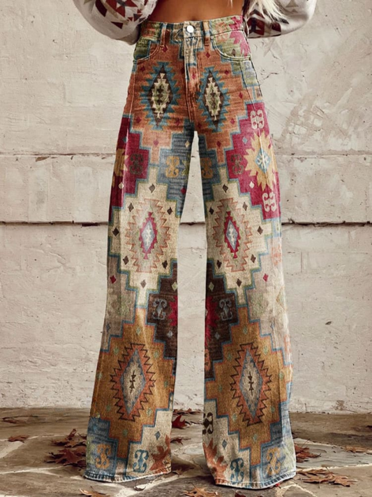 Elsa | Weite Jeans mit Retro-Tapisseriemuster