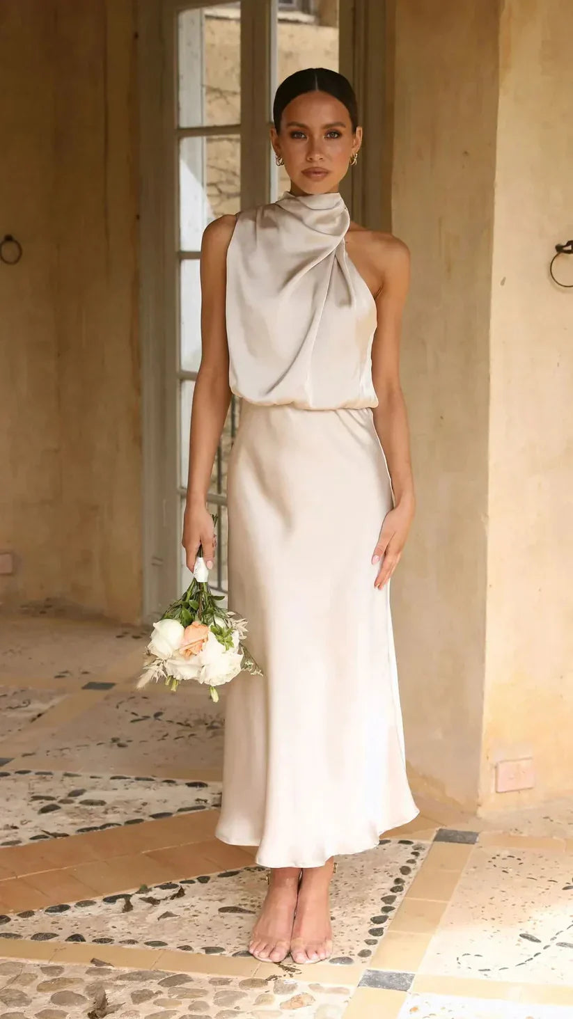 Helga | Elegantes Und Stilvolles Drapiertes Midikleid