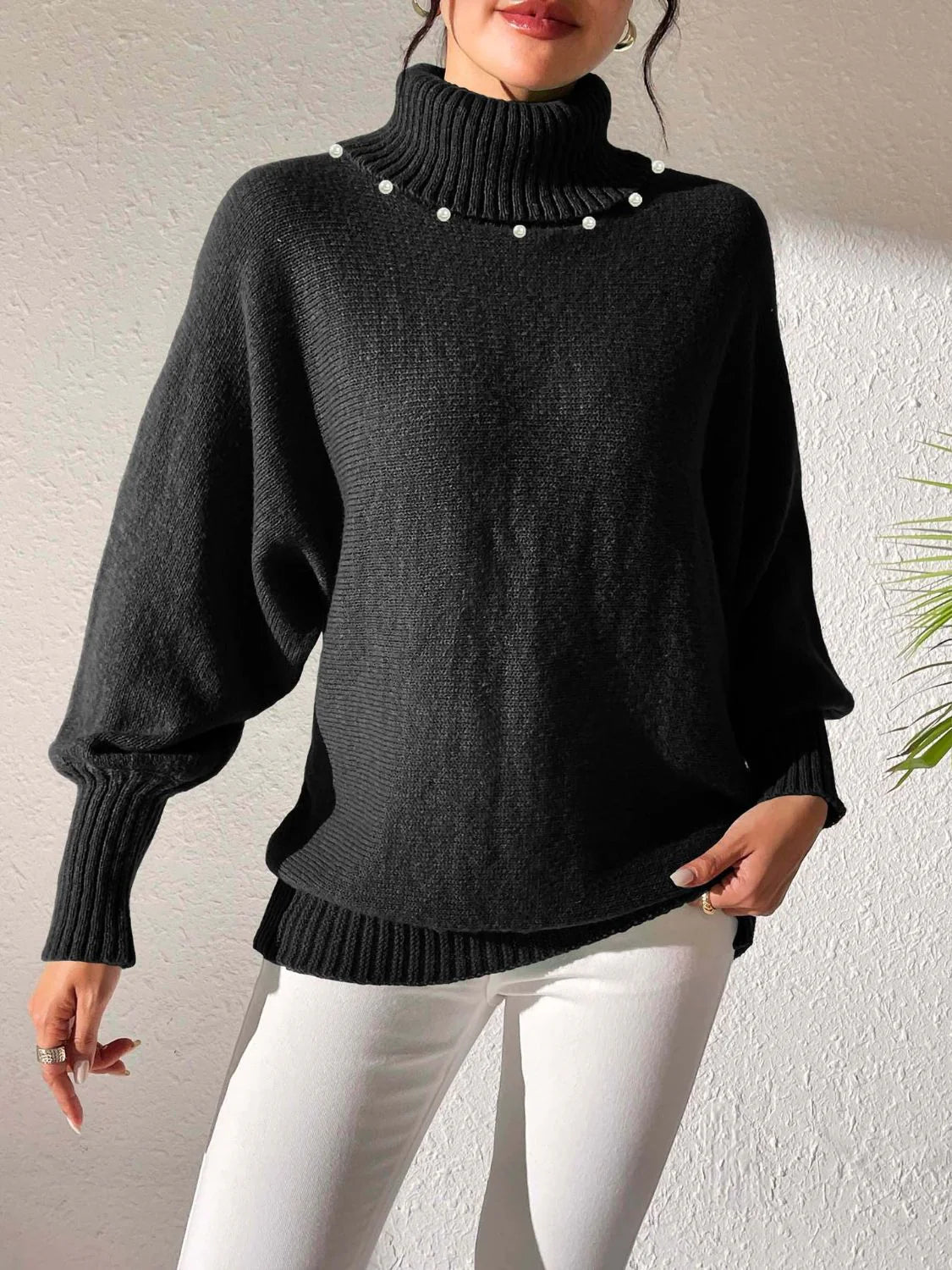 Maja | Damen Winterpullover mit Perlendetails