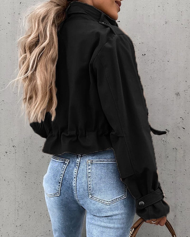 Katharina | Damen Kurze Utility Jacke mit Reißverschluss