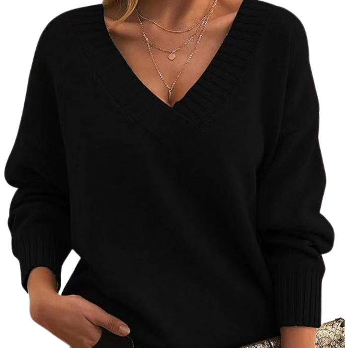Edith | Lockerer V-Ausschnitt Pullover für Damen