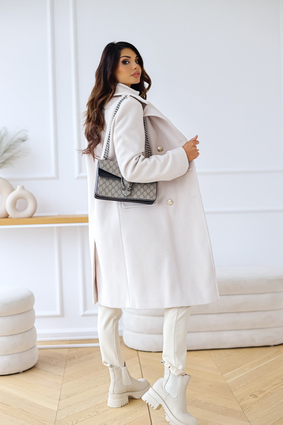 Sandra | Damen Winter Zweireihiger Mantel