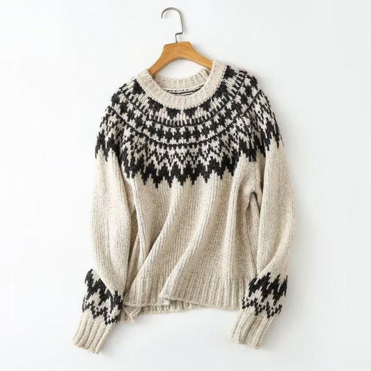 Anna | Damen Warmer Winterpullover mit Muster