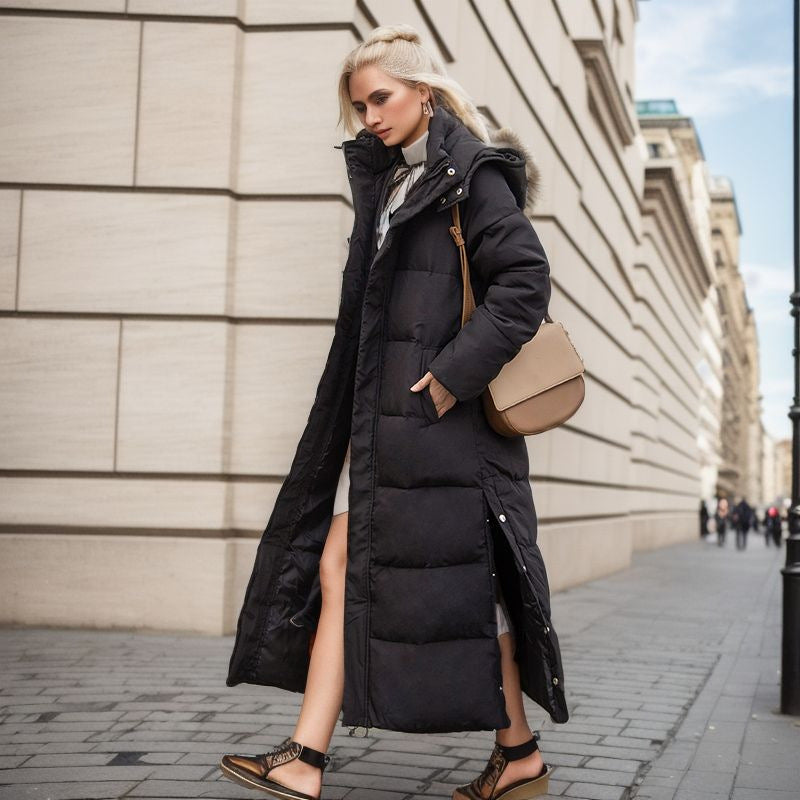 Helga | Damen Winter langer Kapuzen-Steppmantel