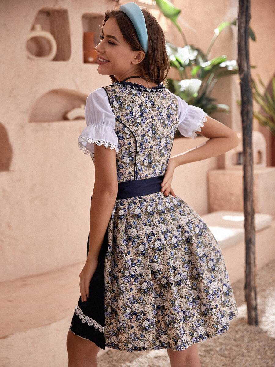 Felicia | Damen Herbst Dirndlkleid mit Schnürung und Schürze