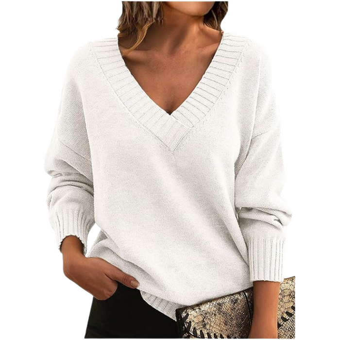 Edith | Lockerer V-Ausschnitt Pullover für Damen