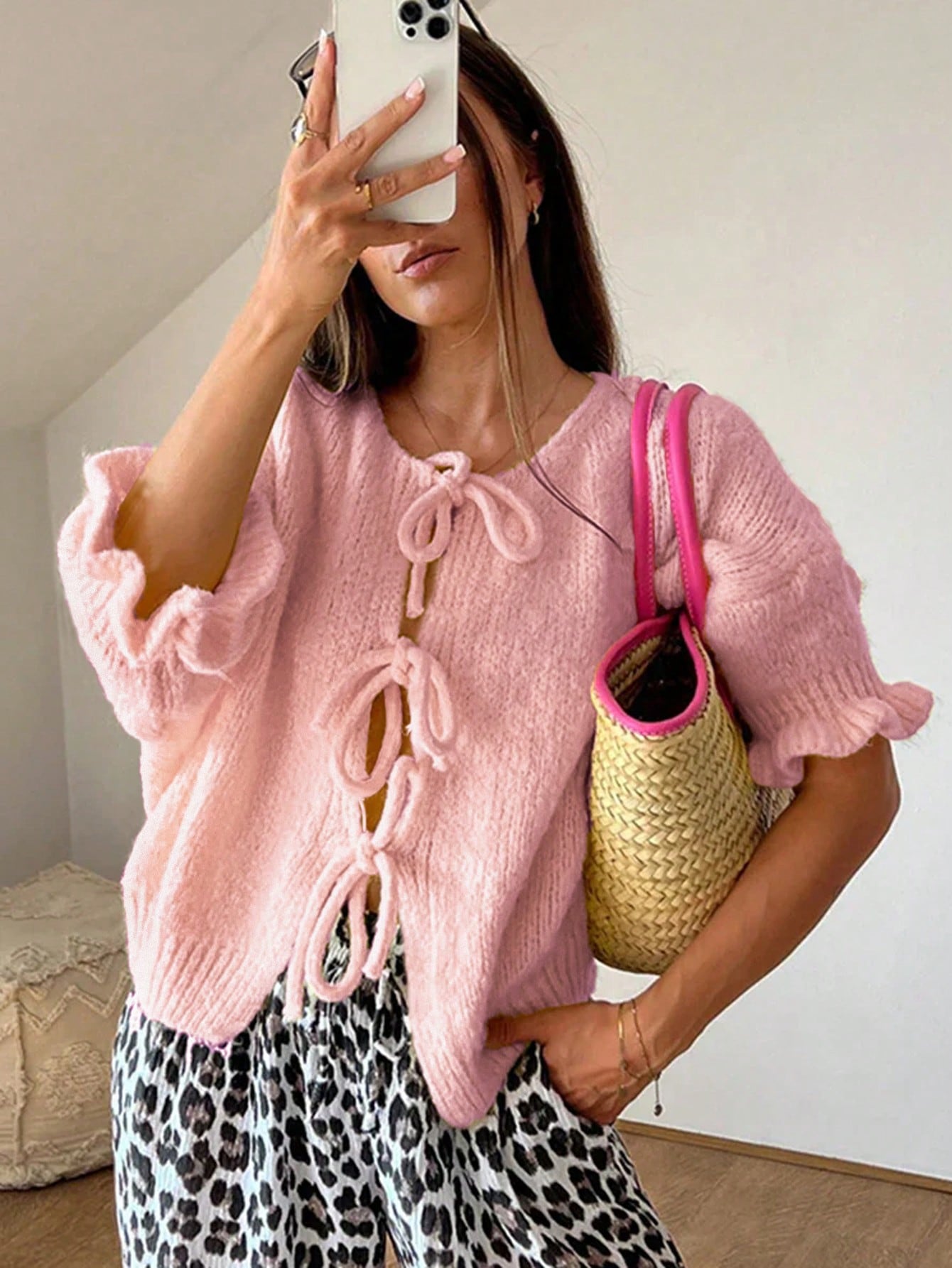Melanie | Damen Winter-Strickcardigan mit Knotenverschluss