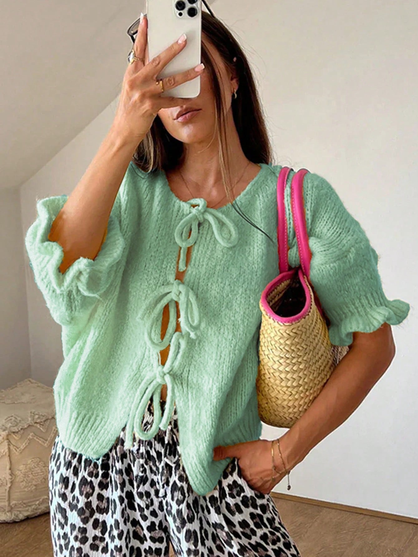 Melanie | Damen Winter-Strickcardigan mit Knotenverschluss
