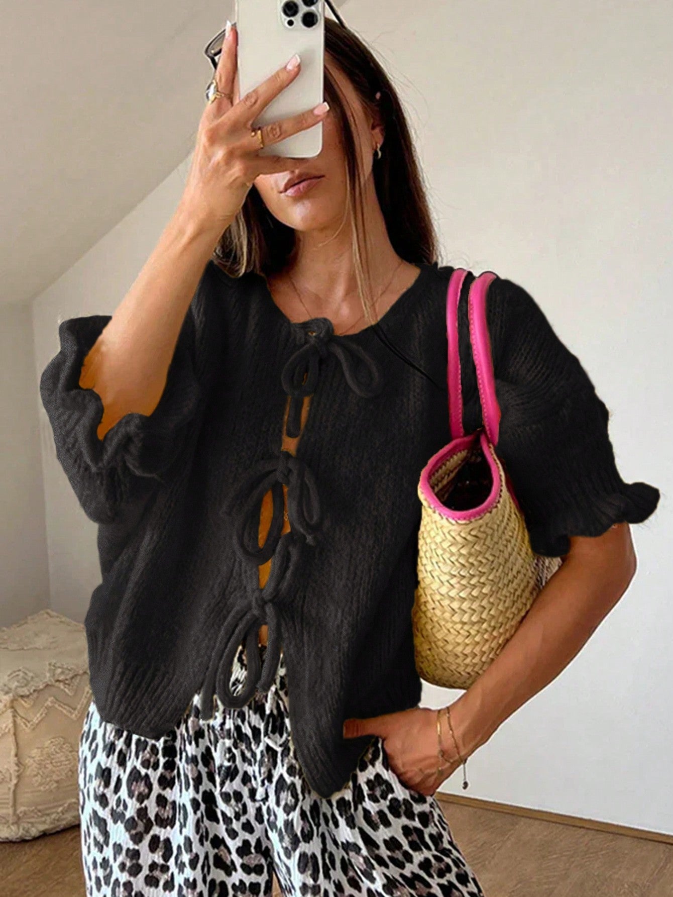 Melanie | Damen Winter-Strickcardigan mit Knotenverschluss