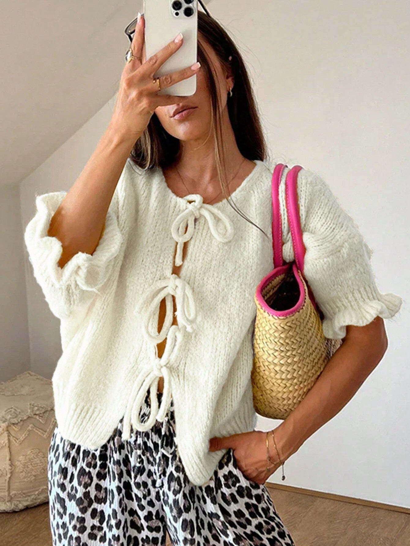 Melanie | Damen Winter-Strickcardigan mit Knotenverschluss