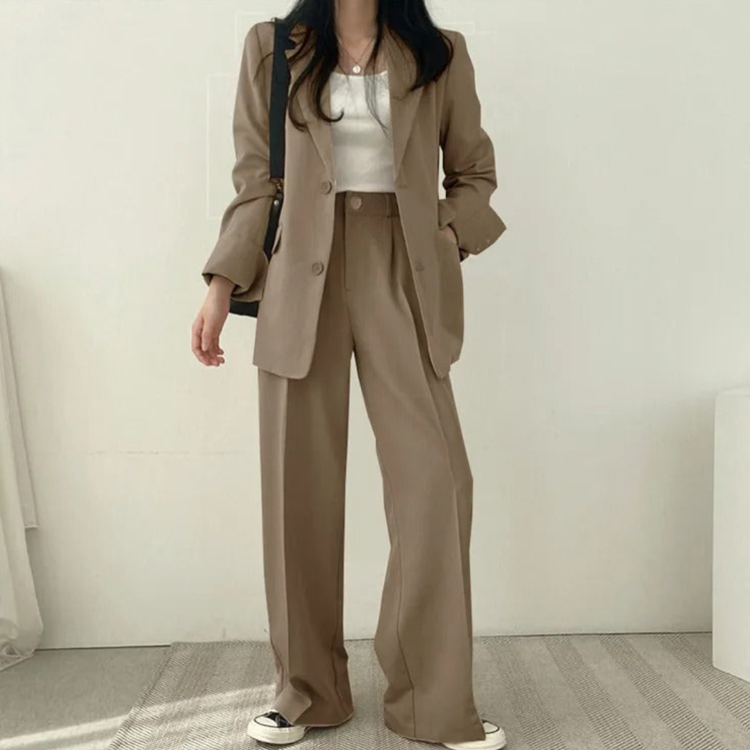Karin | Damen Oversize Blazer und Hose mit weitem Bein