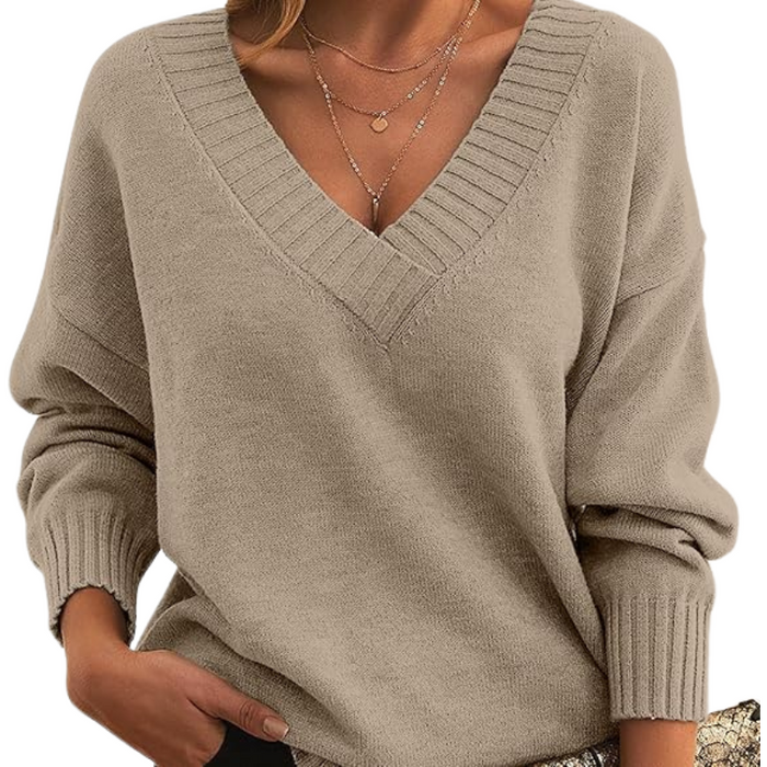 Edith | Lockerer V-Ausschnitt Pullover für Damen