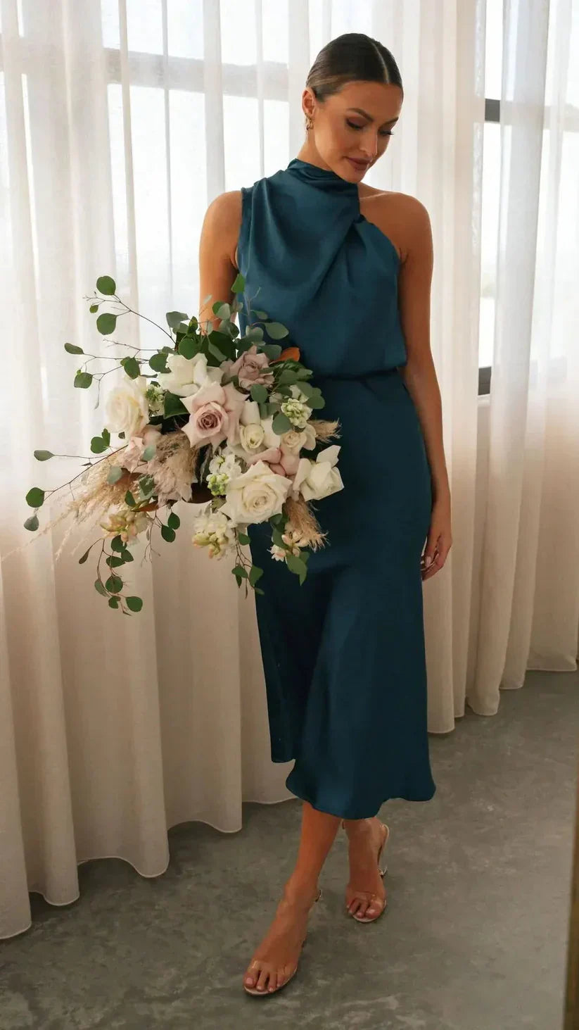 Helga | Elegantes Und Stilvolles Drapiertes Midikleid