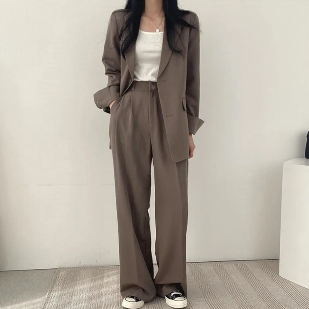 Karin | Damen Oversize Blazer und Hose mit weitem Bein