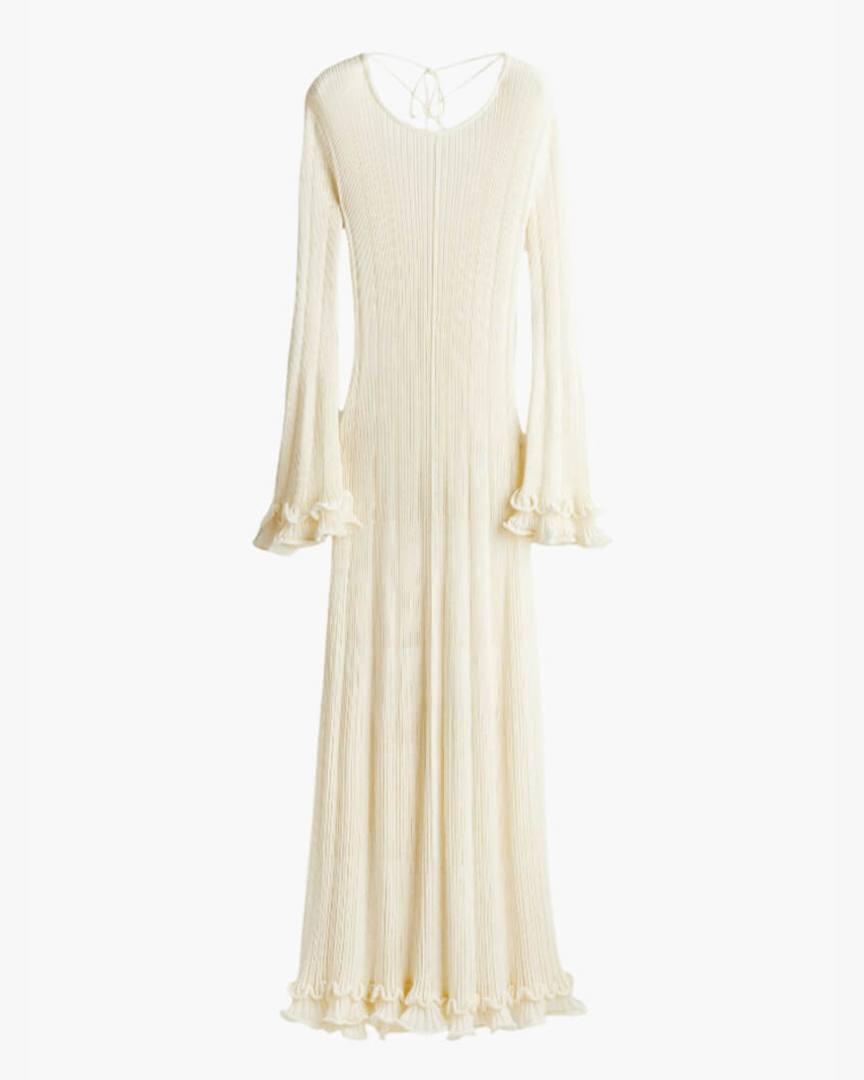 Johanna | Lange Rippkleid mit Trompetärmeln Damen