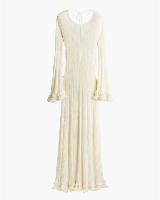 Johanna | Lange Rippkleid mit Trompetärmeln Damen