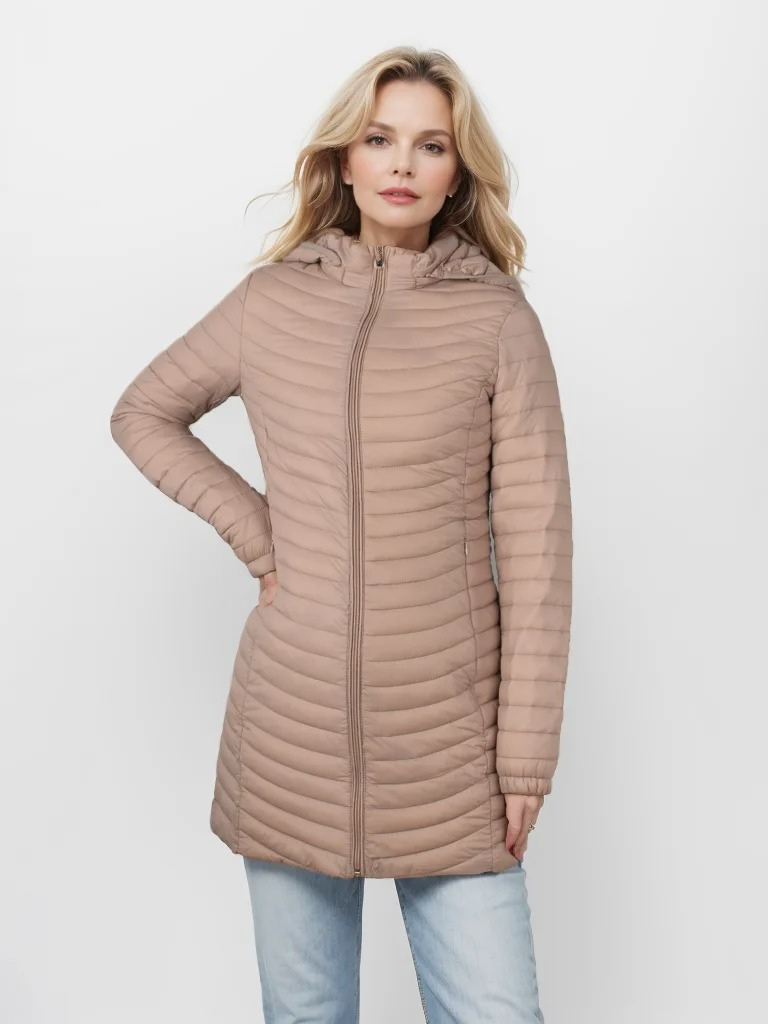Franziska | Damen Winter-Steppmantel mit Kapuze und Reißverschluss
