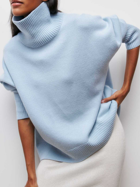 Emma | Damen Oversize Rollkragen Winter Strickpullover