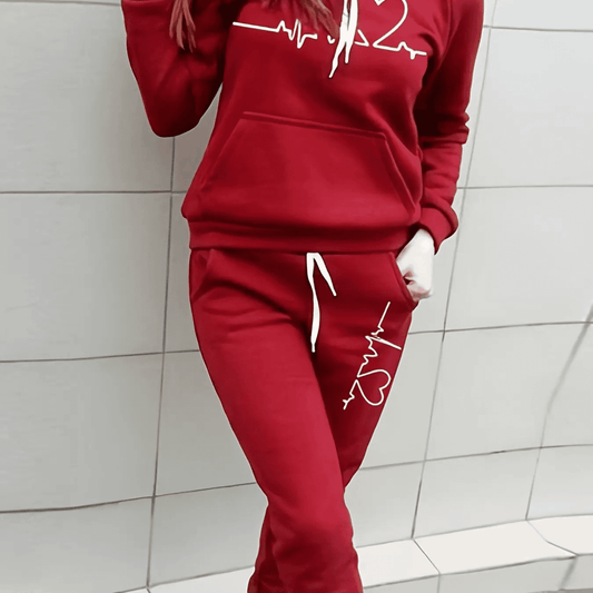 Petra | Damen Lässiges Hoodie Set mit Love Print