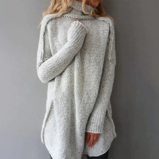 Helga | Damen Oversize Rollkragenpullover mit Seitenschlitzen