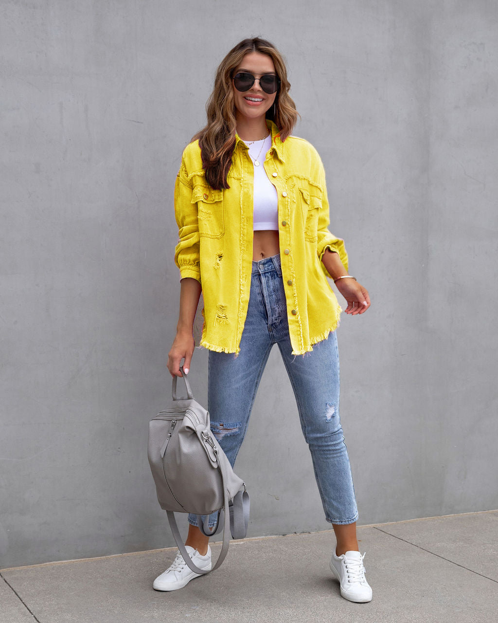 Pauline | Damen Winter Used-Jeansjacke