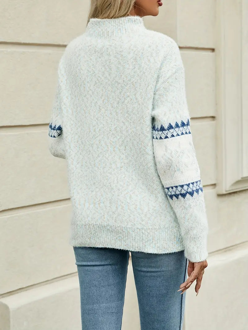Angela | Damen Winter Schneeflocken Strickpullover
