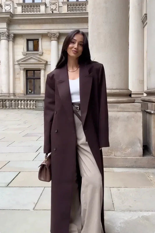 Verena | Damen Winter Zweireihiger Trenchcoat