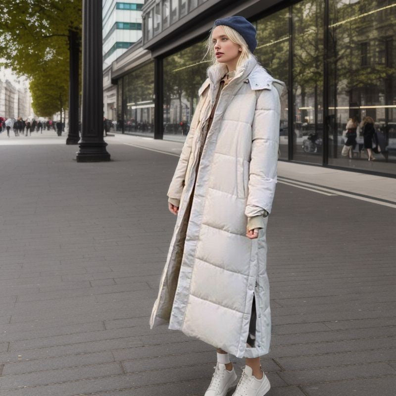 Helga | Damen Winter langer Kapuzen-Steppmantel