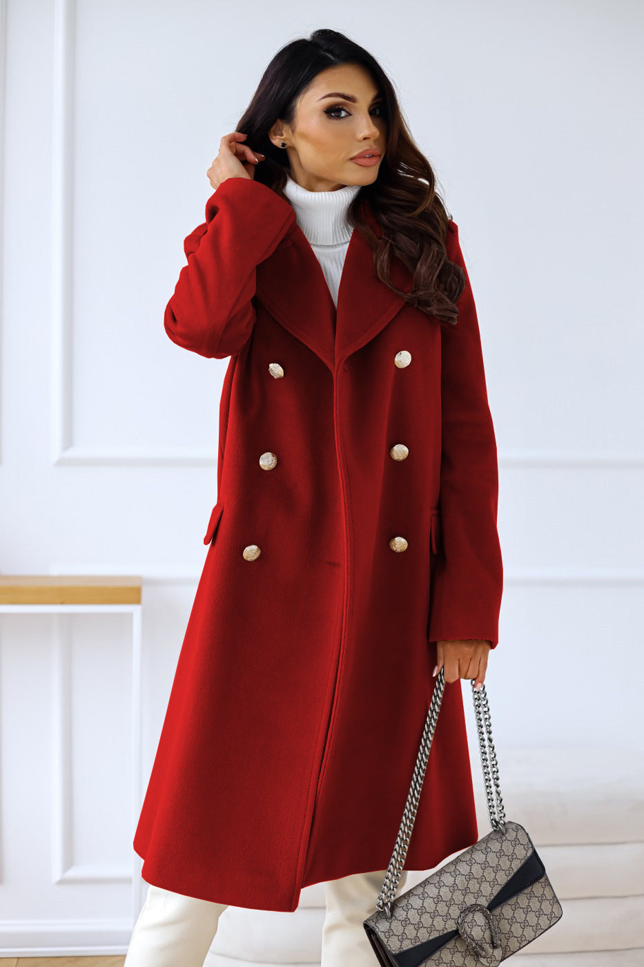 Sandra | Damen Winter Zweireihiger Mantel