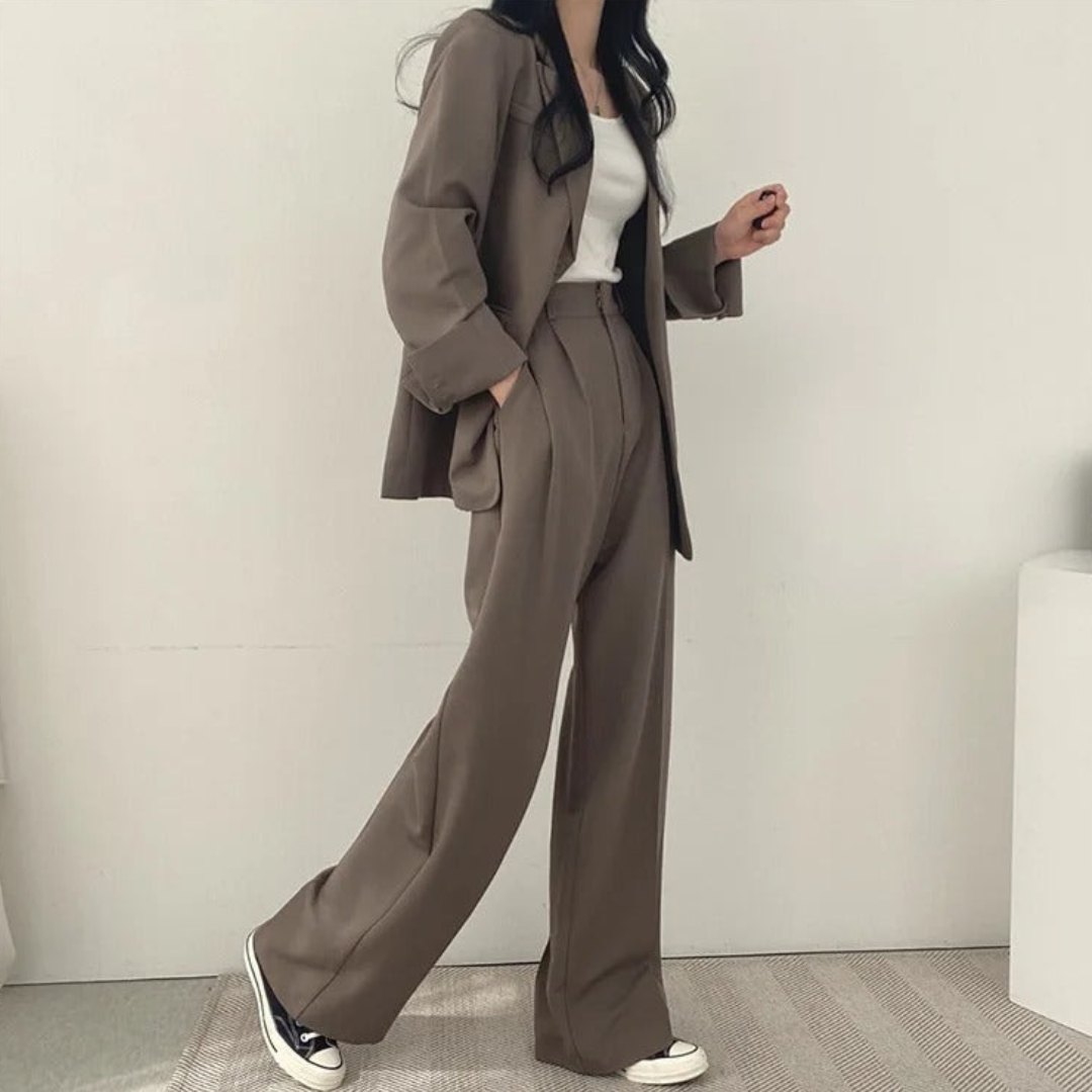 Karin | Damen Oversize Blazer und Hose mit weitem Bein