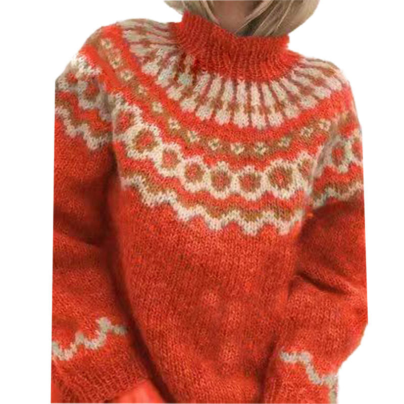 Eva | Damen Winter Strickpullover mit Hohem Kragen