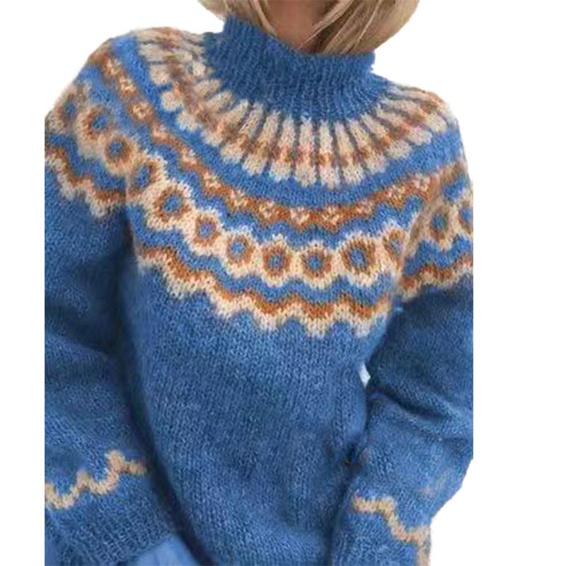 Eva | Damen Winter Strickpullover mit Hohem Kragen