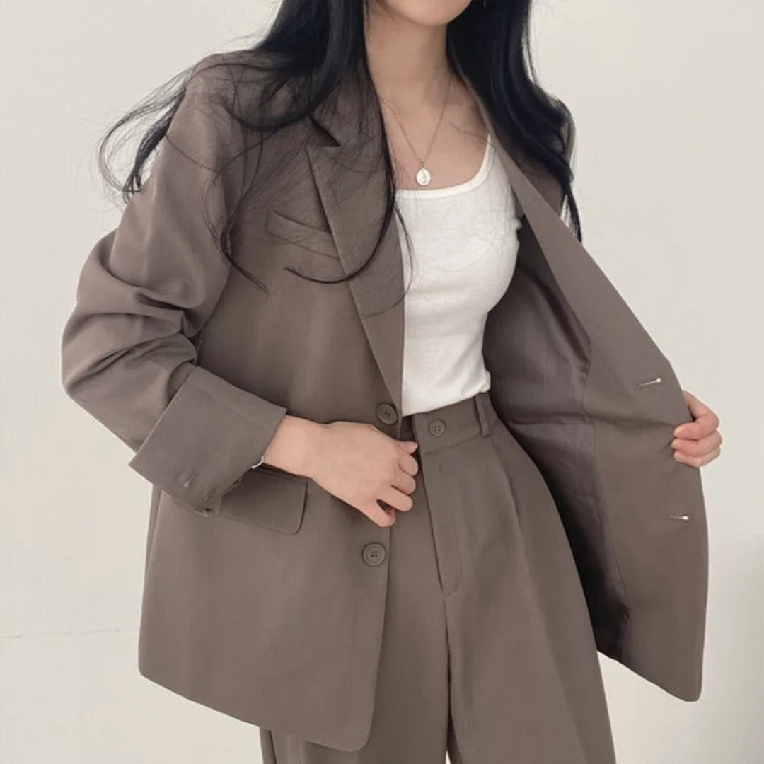 Karin | Damen Oversize Blazer und Hose mit weitem Bein