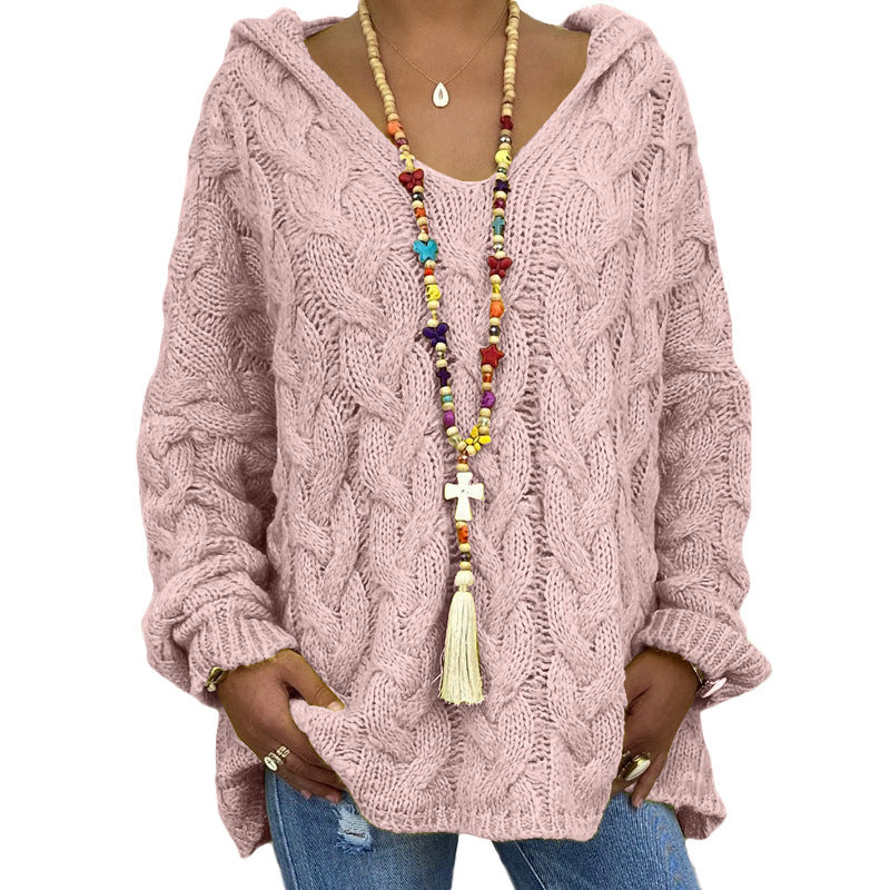 Helene | Damen Winter Zopfmuster-Kapuzenpullover