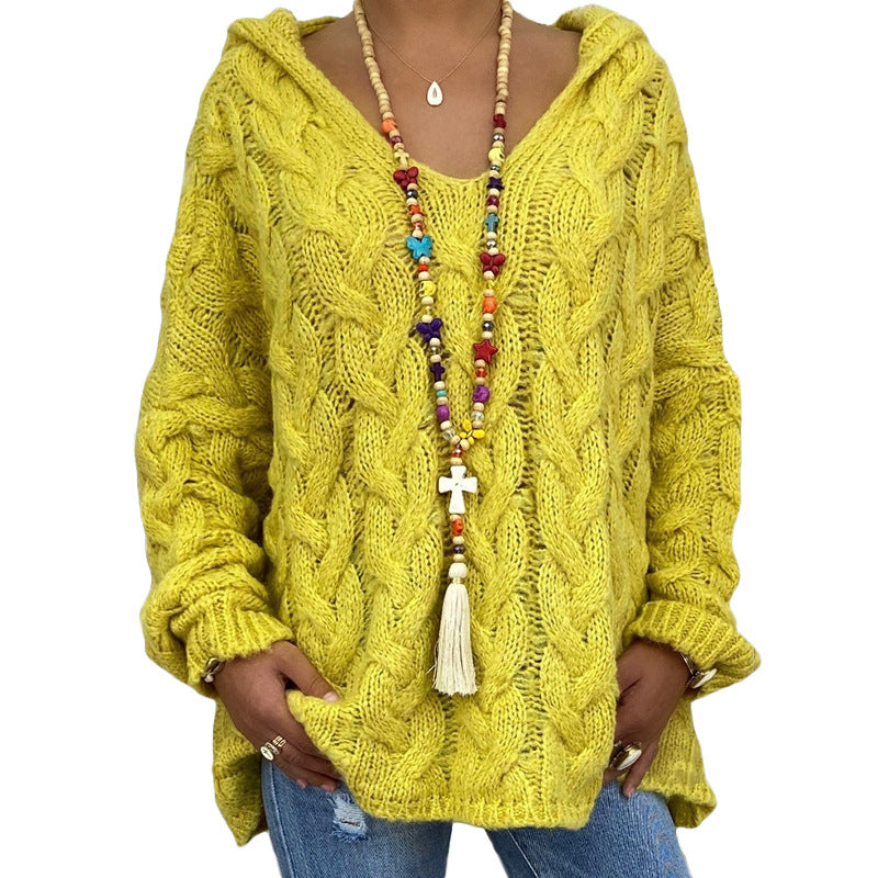 Helene | Damen Winter Zopfmuster-Kapuzenpullover