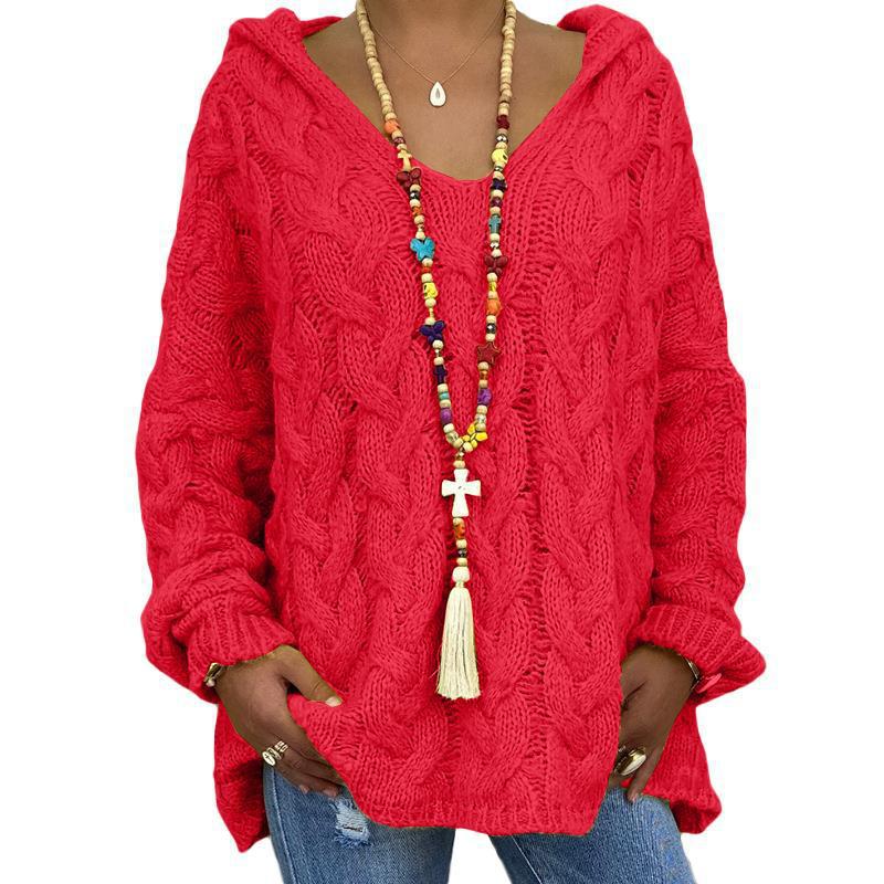 Helene | Damen Winter Zopfmuster-Kapuzenpullover