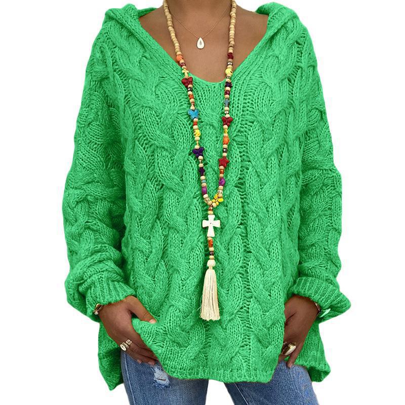 Helene | Damen Winter Zopfmuster-Kapuzenpullover