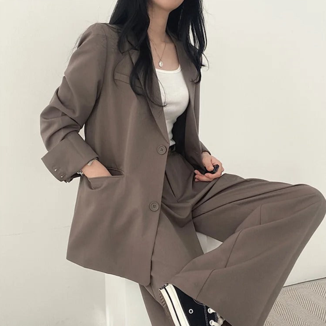 Karin | Damen Oversize Blazer und Hose mit weitem Bein