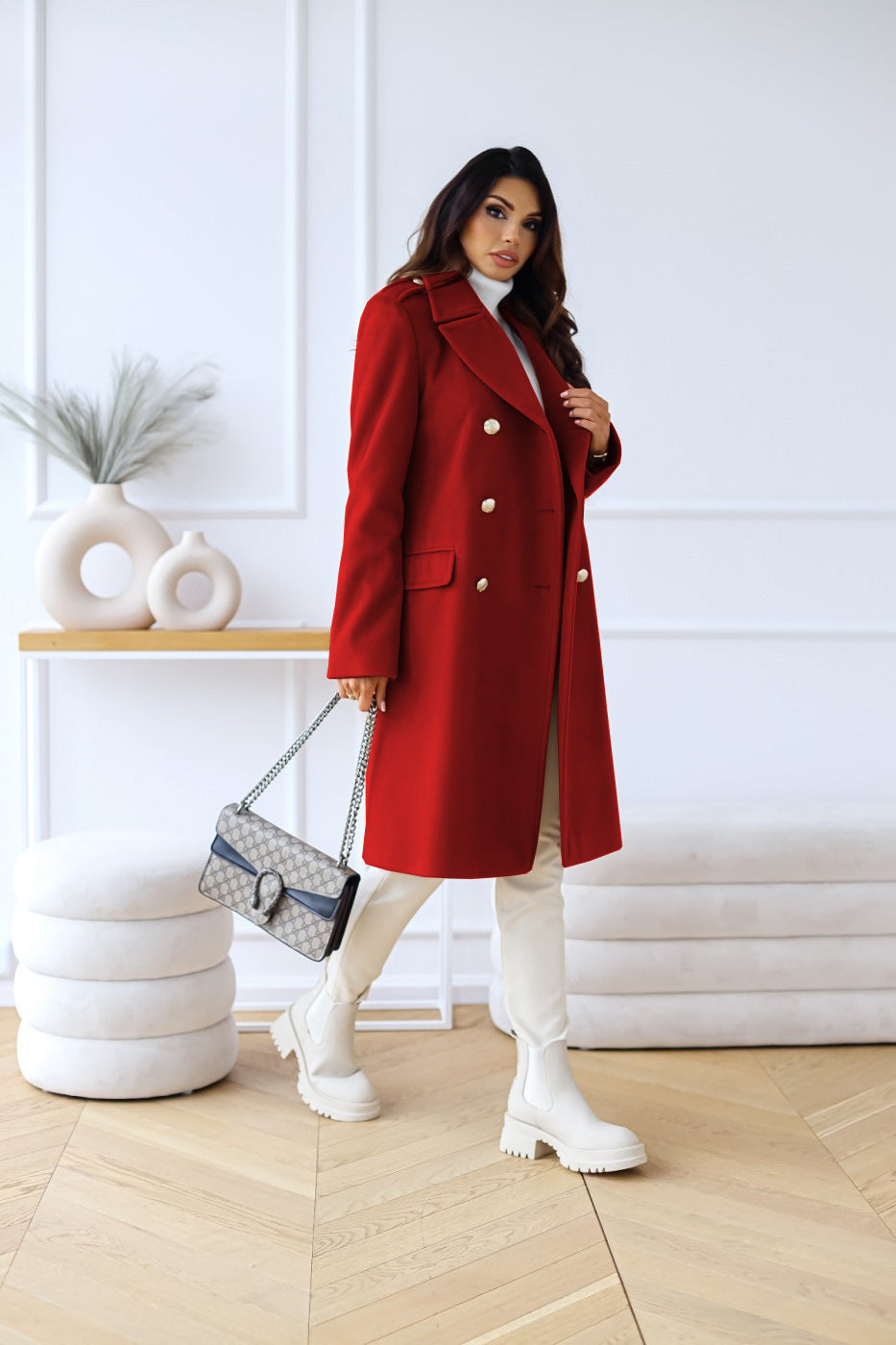 Sandra | Damen Winter Zweireihiger Mantel