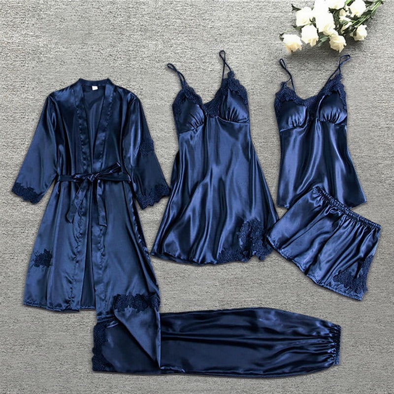 Jana | Damen Satin Spitzen Lingerie Schlafanzug Set