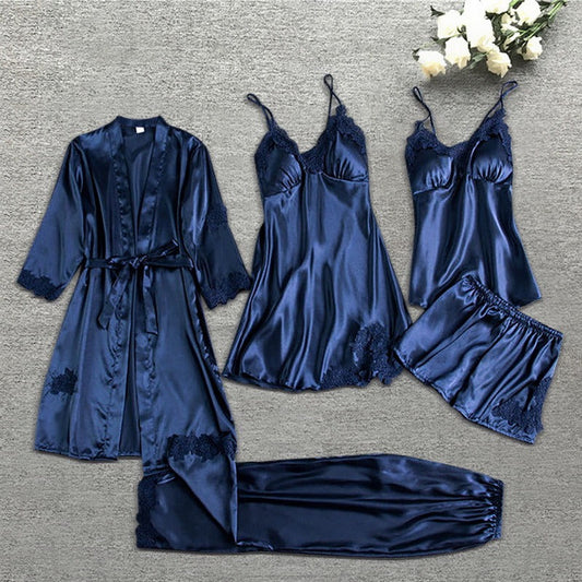 Jana | Damen Satin Spitzen Lingerie Schlafanzug Set