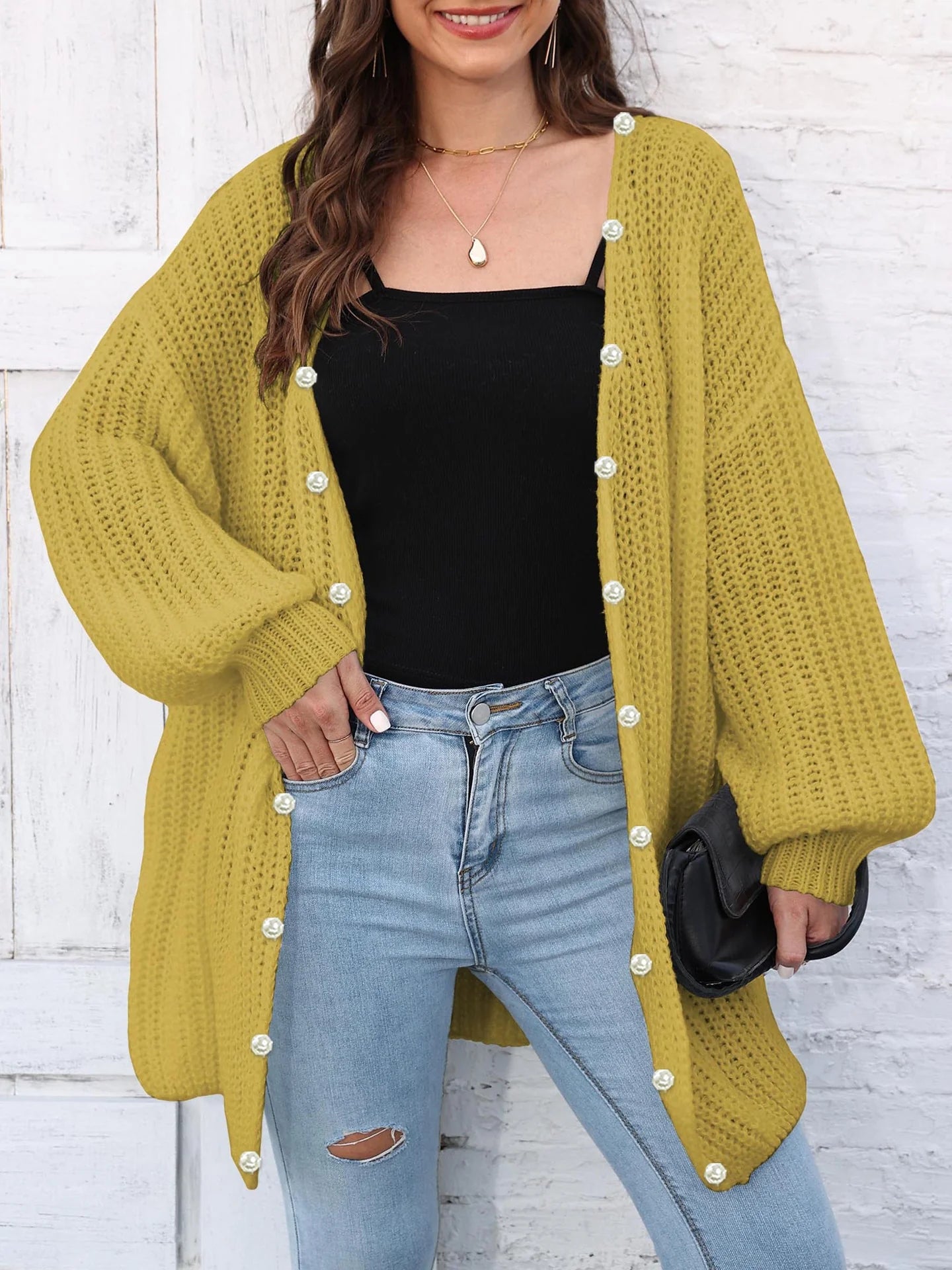 Lilian | Eleganter Damen-Cardigan mit Perlenknöpfen