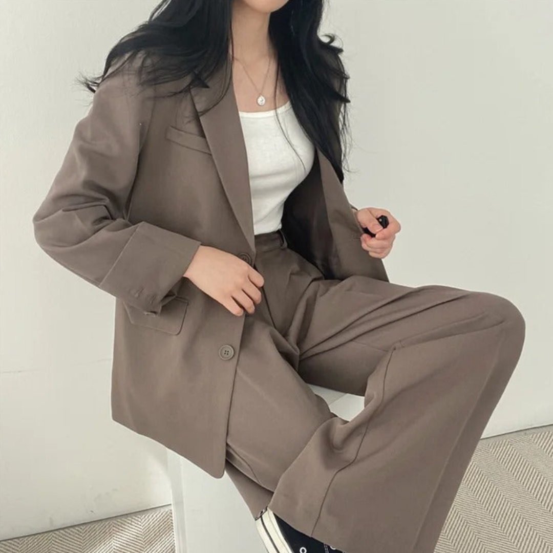 Karin | Damen Oversize Blazer und Hose mit weitem Bein
