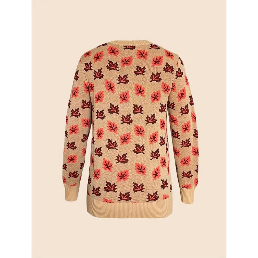 Jacqueline | Damen Winterpullover mit Blattmuster