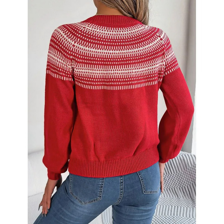 Anna | Damen Winterpullover mit gemustertem Ausschnitt